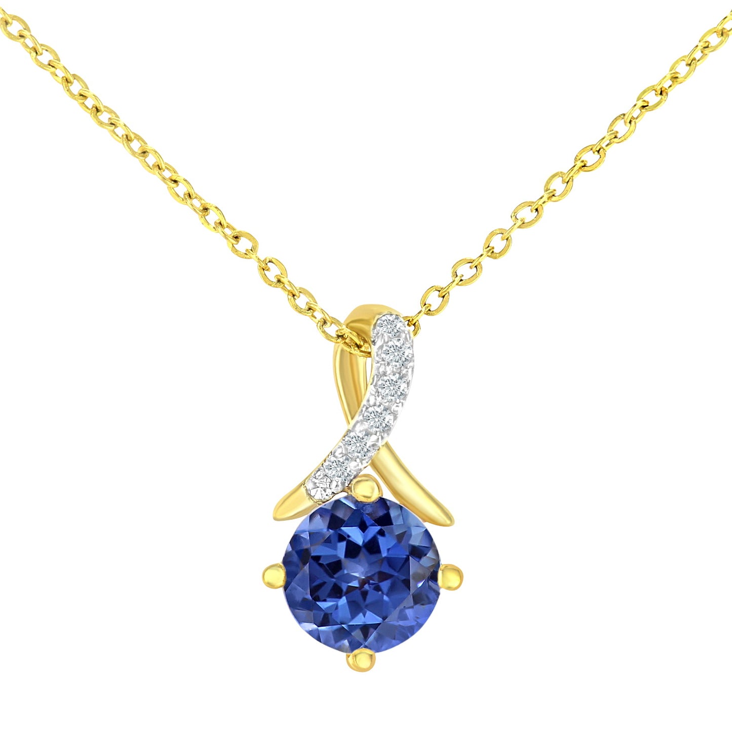 9ct Gold  3pts Diamond 0.72ct Tanzanite Kiss Necklace 18" - PP0AXL5929YCTZ