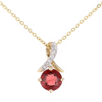 9ct Gold  2pts Diamond 0.63ct Garnet Kiss Crossover Necklace 18" - PP0AXL5929YGT
