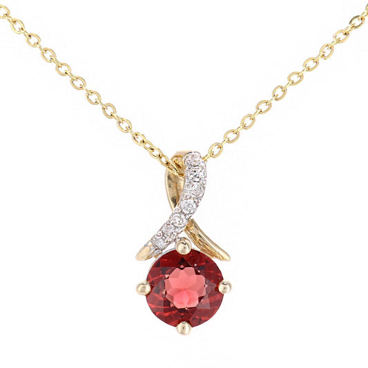 9ct Gold  2pts Diamond 0.63ct Garnet Kiss Crossover Necklace 18" - PP0AXL5929YGT