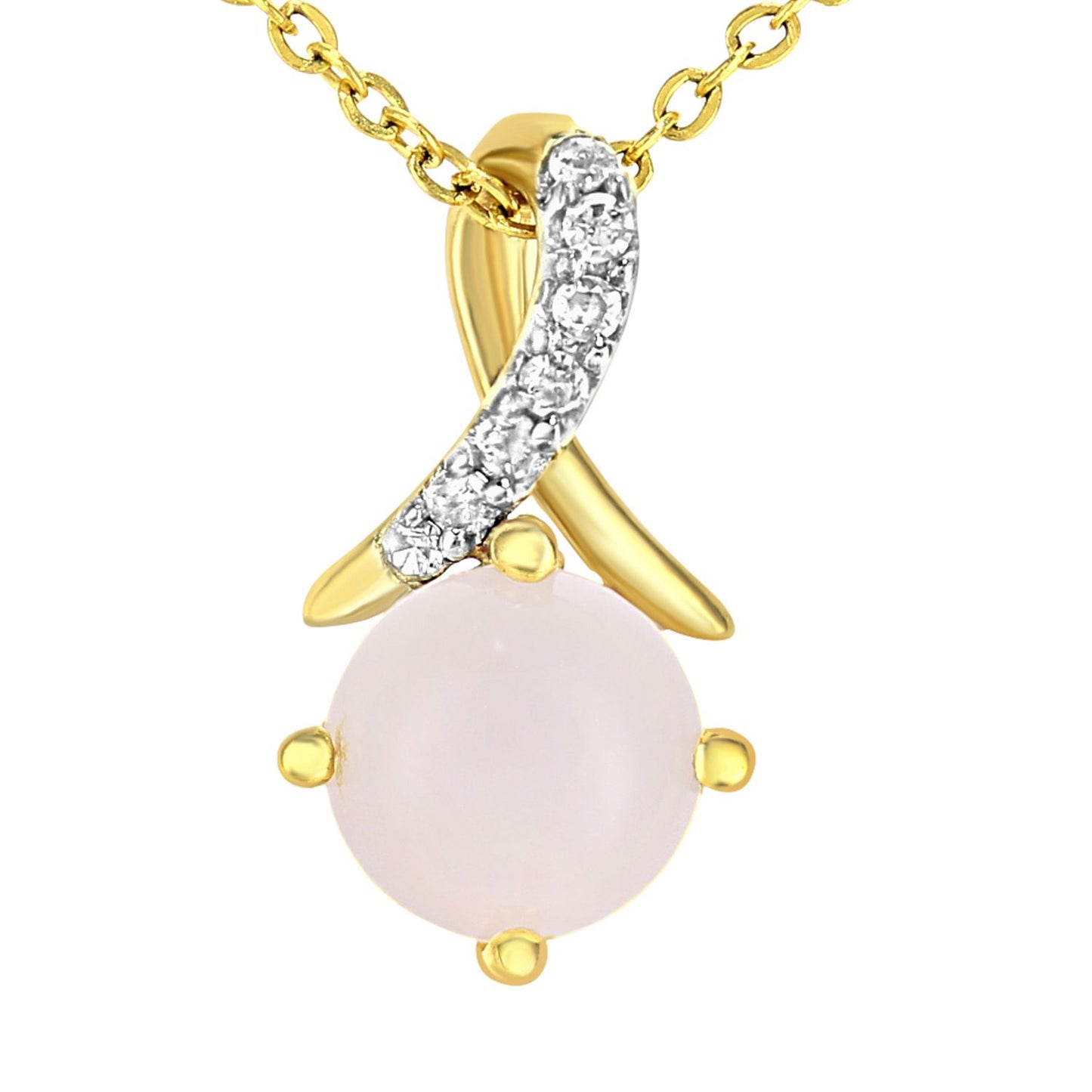 9ct Gold  2pts Diamond 0.45ct Opal Kiss Crossover Necklace 18" - PP0AXL5929YOP