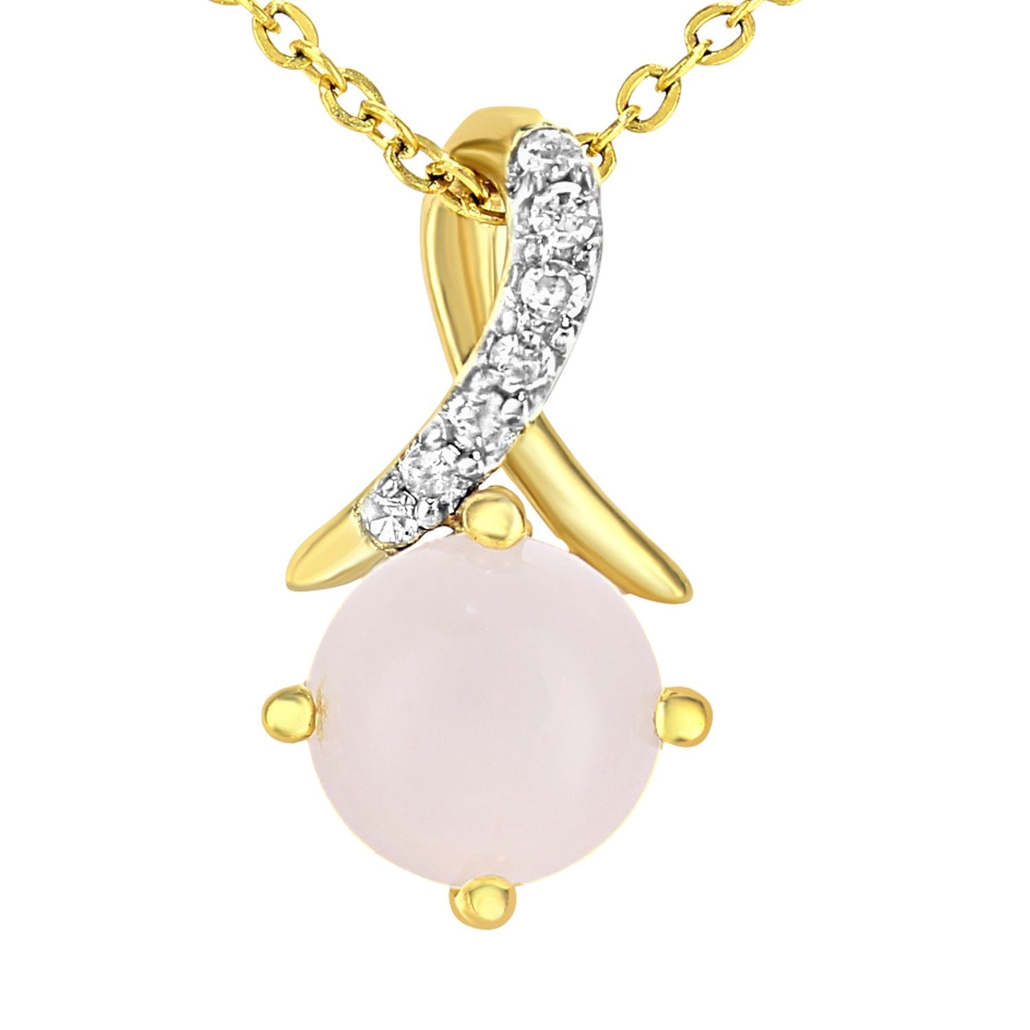 9ct Gold  2pts Diamond 0.45ct Opal Kiss Crossover Necklace 18" - PP0AXL5929YOP
