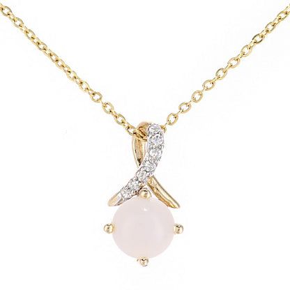 9ct Gold  2pts Diamond 0.45ct Opal Kiss Crossover Necklace 18" - PP0AXL5929YOP