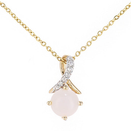 9ct Gold  2pts Diamond 0.45ct Opal Kiss Crossover Necklace 18" - PP0AXL5929YOP