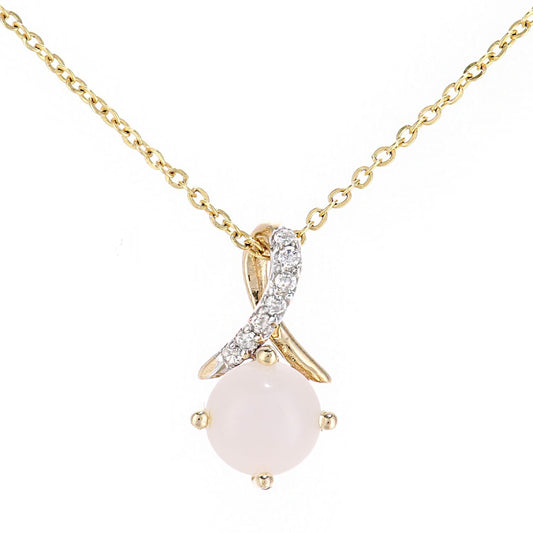 9ct Gold  2pts Diamond 0.45ct Opal Kiss Crossover Necklace 18" - PP0AXL5929YOP