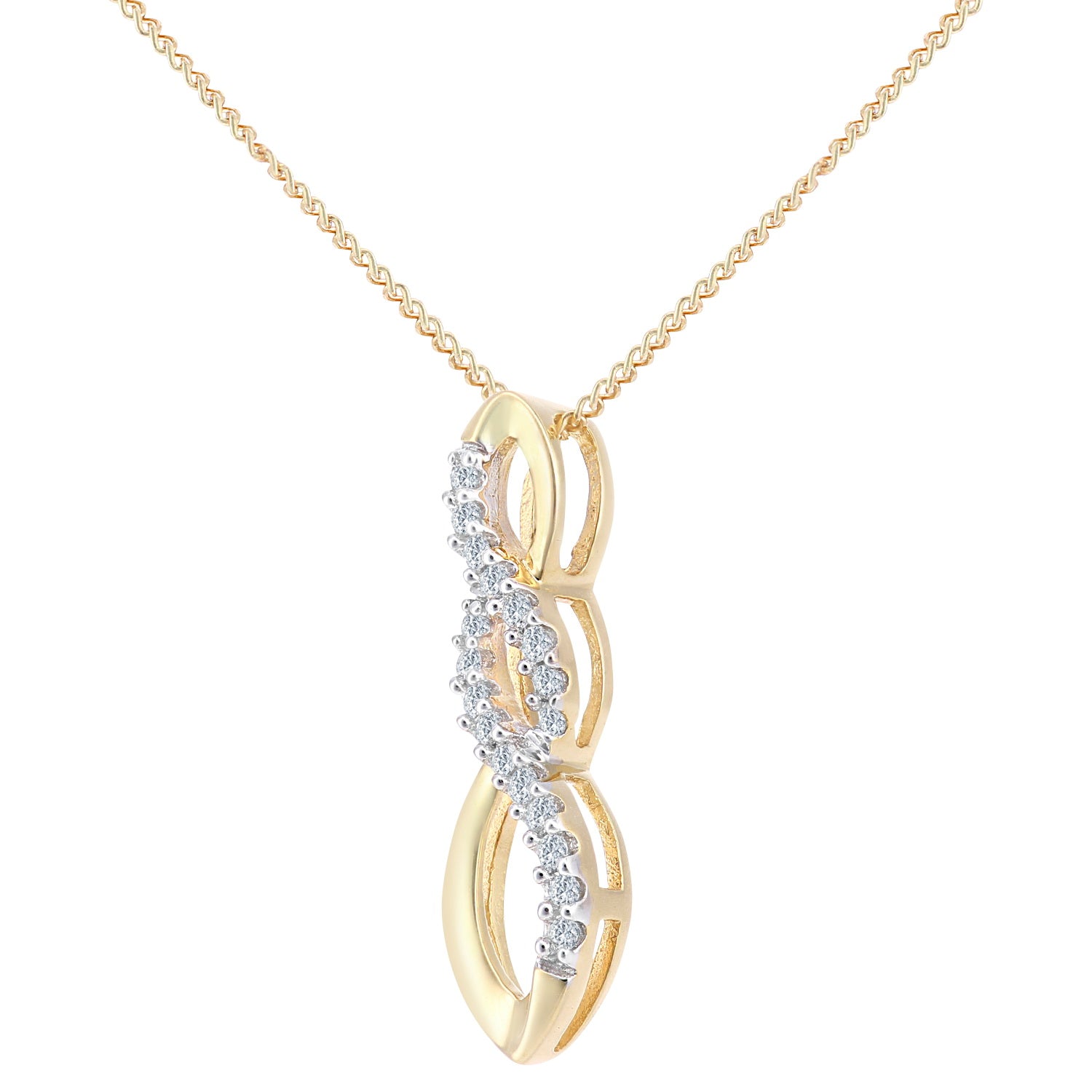 18ct Gold  Round 8pts Diamond Infinity Pendant Necklace 18 inch - PP0AXL5937Y18
