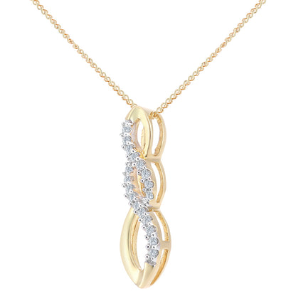 18ct Gold  Round 8pts Diamond Infinity Pendant Necklace 18 inch - PP0AXL5937Y18