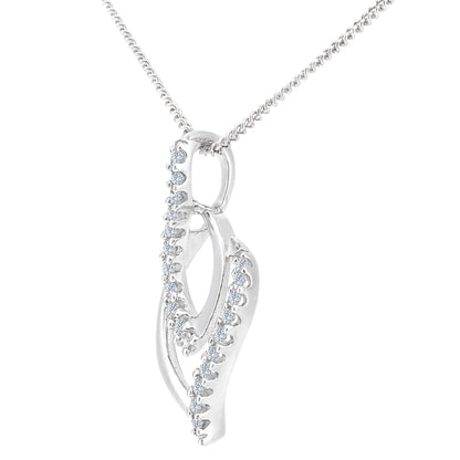 18ct White Gold  10pts Diamond Almond Waves Wishbone Necklace 18" - PP0AXL5938W18