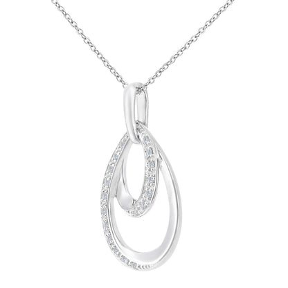 9ct White Gold  7pts Diamond Avocado Twist Raindrop Necklace 18" - PP0AXL5941W