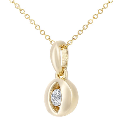 9ct Gold  8pts Diamond Solitaire Eye Pendant Necklace 18 inch - PP0AXL5946Y