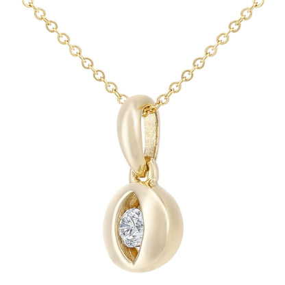9ct Gold  8pts Diamond Solitaire Eye Pendant Necklace 18 inch - PP0AXL5946Y
