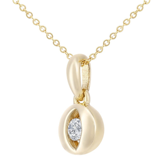 9ct Gold  8pts Diamond Solitaire Eye Pendant Necklace 18 inch - PP0AXL5946Y