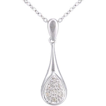 9ct White Gold  Round 2pts Diamond Stick Pendant Necklace 18 inch - PP0AXL5951W