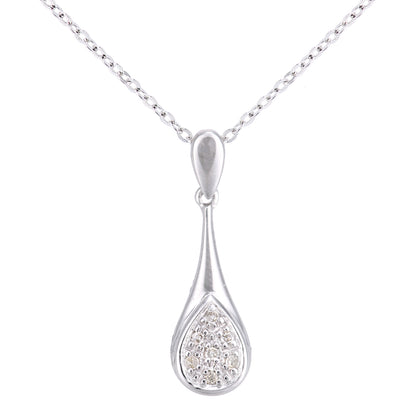 9ct White Gold  Round 2pts Diamond Stick Pendant Necklace 18 inch - PP0AXL5951W