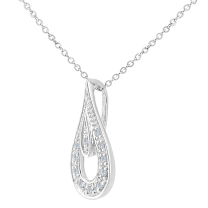 9ct White Gold  5pts Diamond Teardrop Pendant Necklace 18 inch - PP0AXL5954W