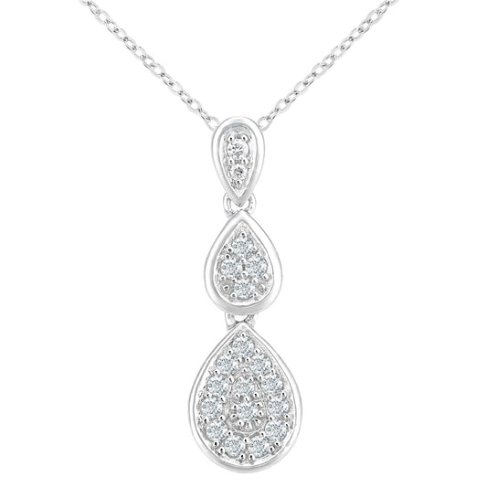 18ct White Gold  19pts Diamond Trilogy Pendant Necklace 18 inch - PP0AXL5956W18