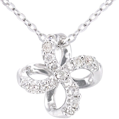 9ct White Gold  Round 8pts Diamond Flower Pendant Necklace 18 inch - PP0AXL5958W