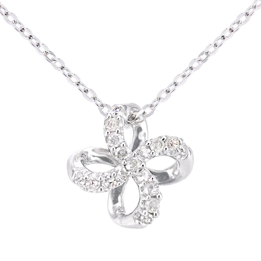 9ct White Gold  Round 8pts Diamond Flower Pendant Necklace 18 inch - PP0AXL5958W