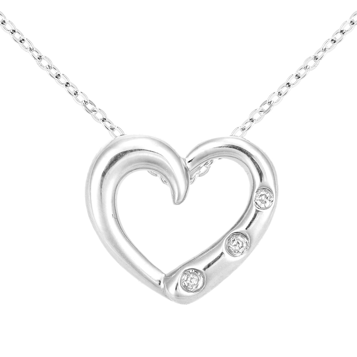 9ct White Gold  Round 1pts Diamond Heart Pendant Necklace 18 inch - PP0AXL5961W