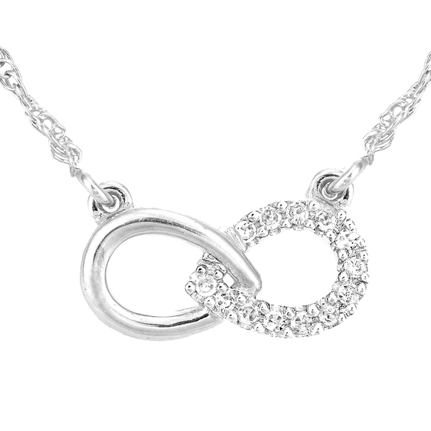 9ct White Gold  Round 5pts Diamond Infinity Charm Necklace 18 inch - PP0AXL5967W