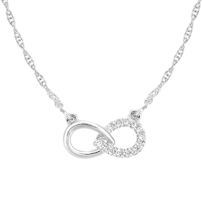 9ct White Gold  Round 5pts Diamond Infinity Charm Necklace 18 inch - PP0AXL5967W