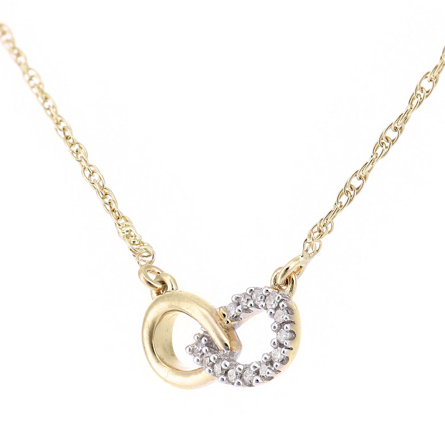 9ct Gold  Round 5pts Diamond Infinity Charm Necklace 18 inch - PP0AXL5967Y