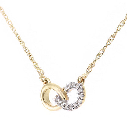9ct Gold  Round 5pts Diamond Infinity Charm Necklace 18 inch - PP0AXL5967Y