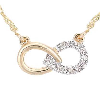 9ct Gold  Round 5pts Diamond Infinity Charm Necklace 18 inch - PP0AXL5967Y
