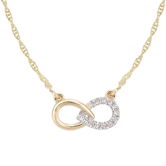 9ct Gold Round 5pts Diamond Infinity Charm Necklace 18 inch - PP0AXL5967Y