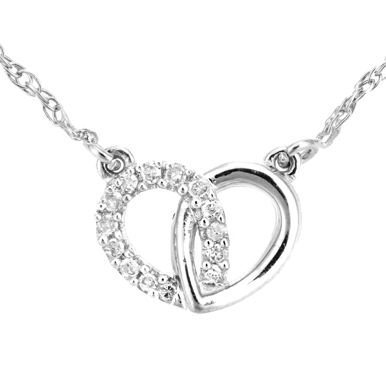 9ct White Gold  5pts Diamond Heart Infinity Charm Necklace 18 inch - PP0AXL5968W