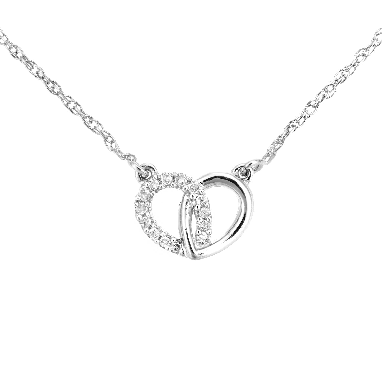 9ct White Gold  5pts Diamond Heart Infinity Charm Necklace 18 inch - PP0AXL5968W