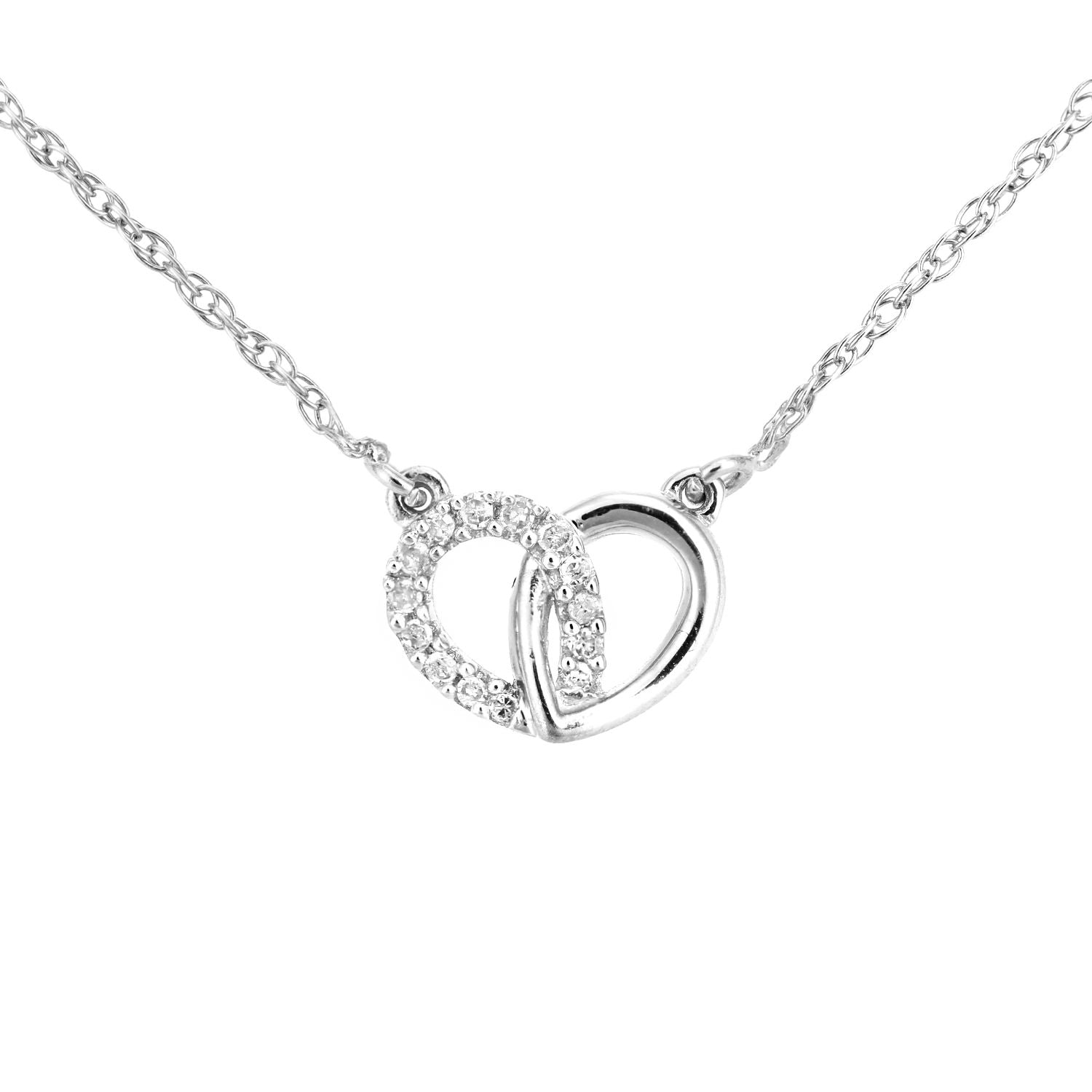 9ct White Gold  5pts Diamond Heart Infinity Charm Necklace 18 inch - PP0AXL5968W