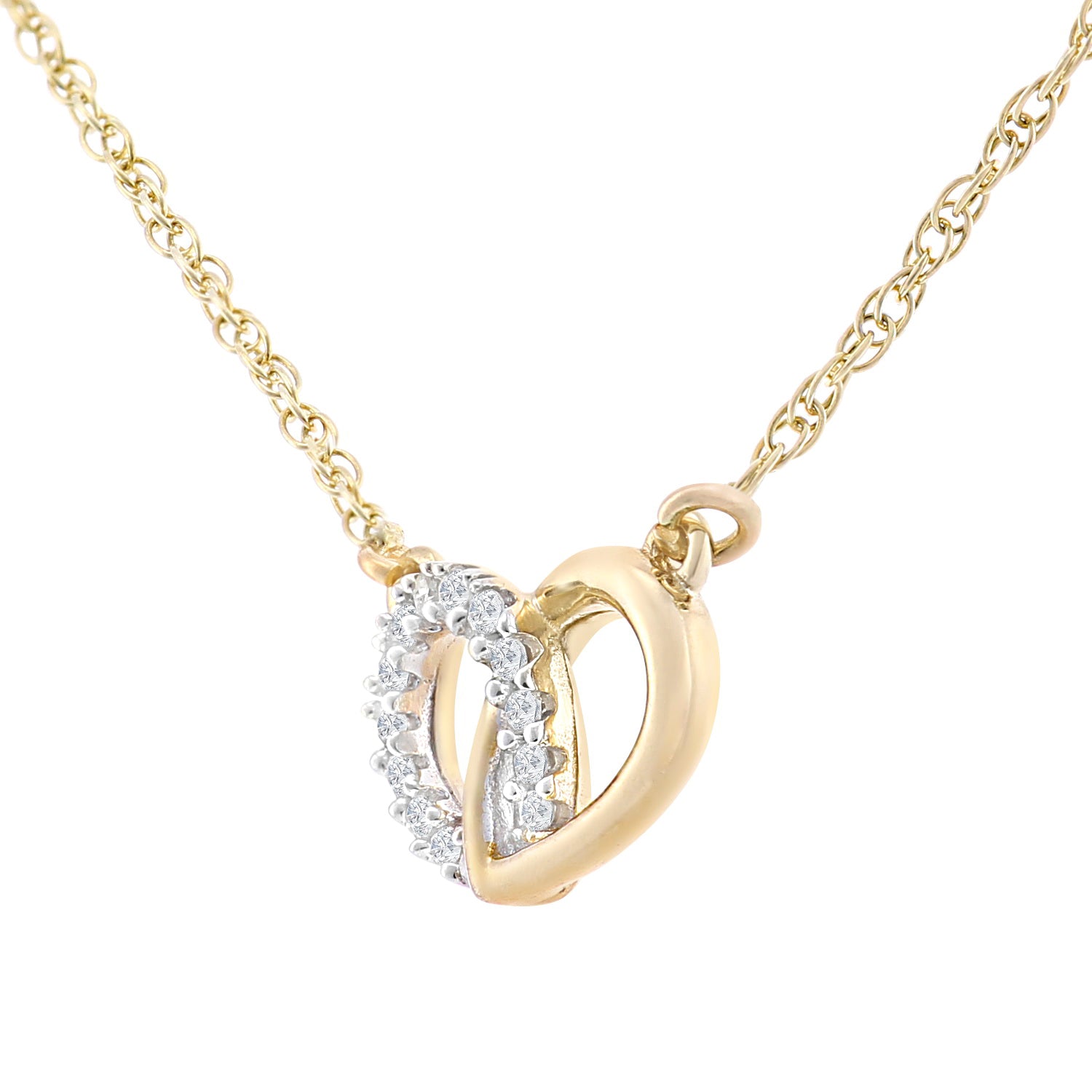 9ct Gold  Round 5pts Diamond Heart Infinity Charm Necklace 18 inch - PP0AXL5968Y