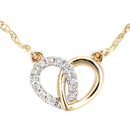 9ct Gold  Round 5pts Diamond Heart Infinity Charm Necklace 18 inch - PP0AXL5968Y