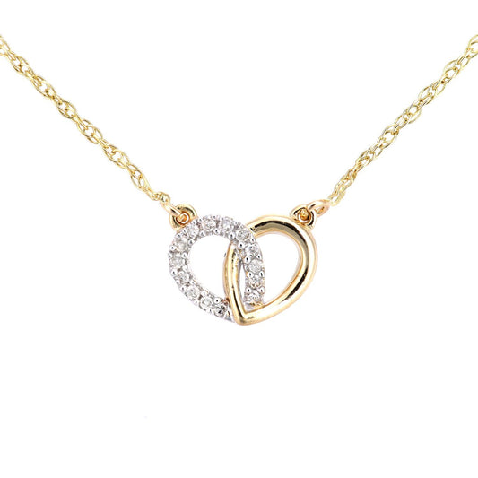 9ct Gold Round 5pts Diamond Heart Infinity Charm Necklace 18 inch - PP0AXL5968Y