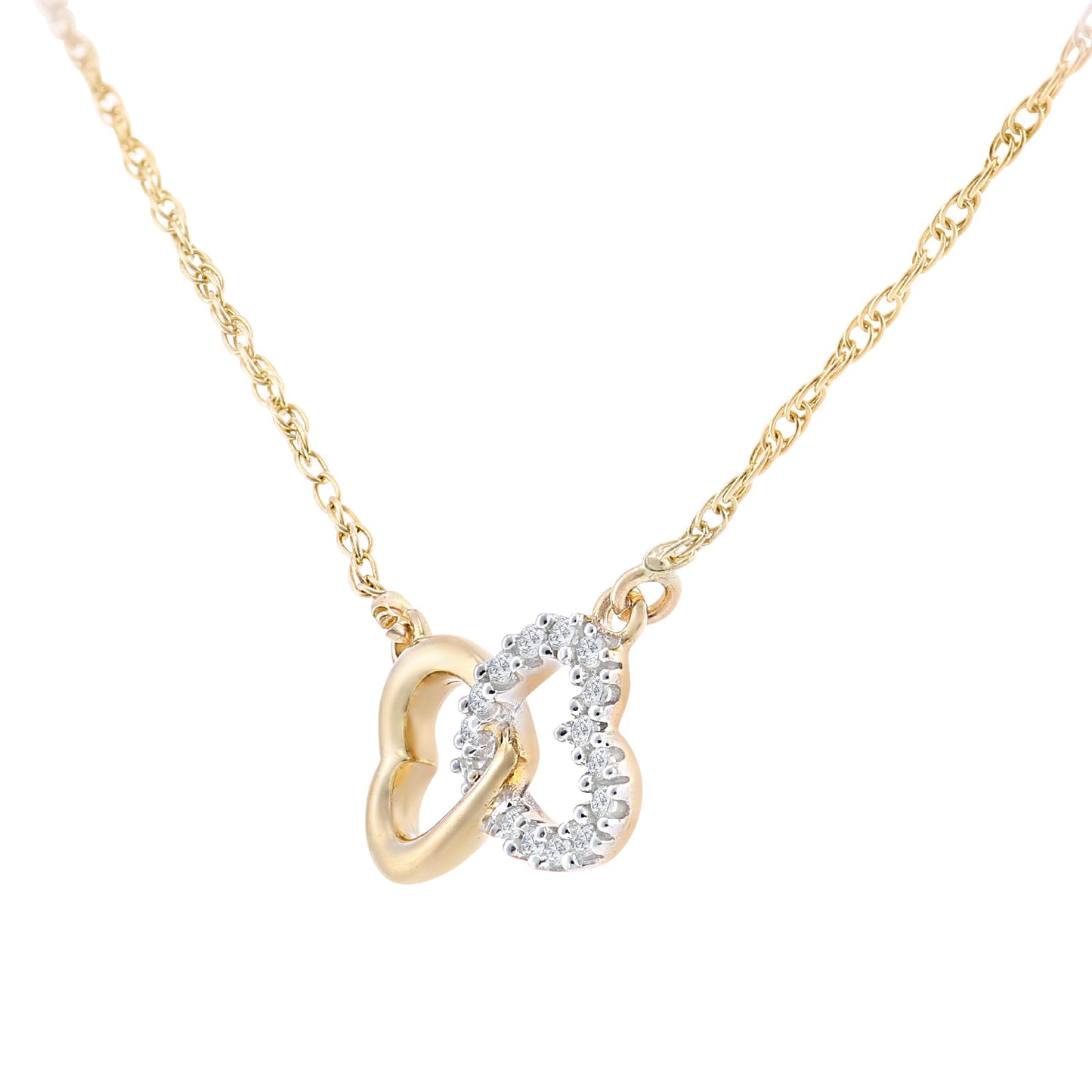 9ct Gold  Round 7pts Diamond Heart Infinity Charm Necklace 18 inch - PP0AXL5969Y