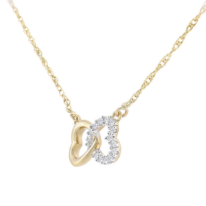9ct Gold  Round 7pts Diamond Heart Infinity Charm Necklace 18 inch - PP0AXL5969Y