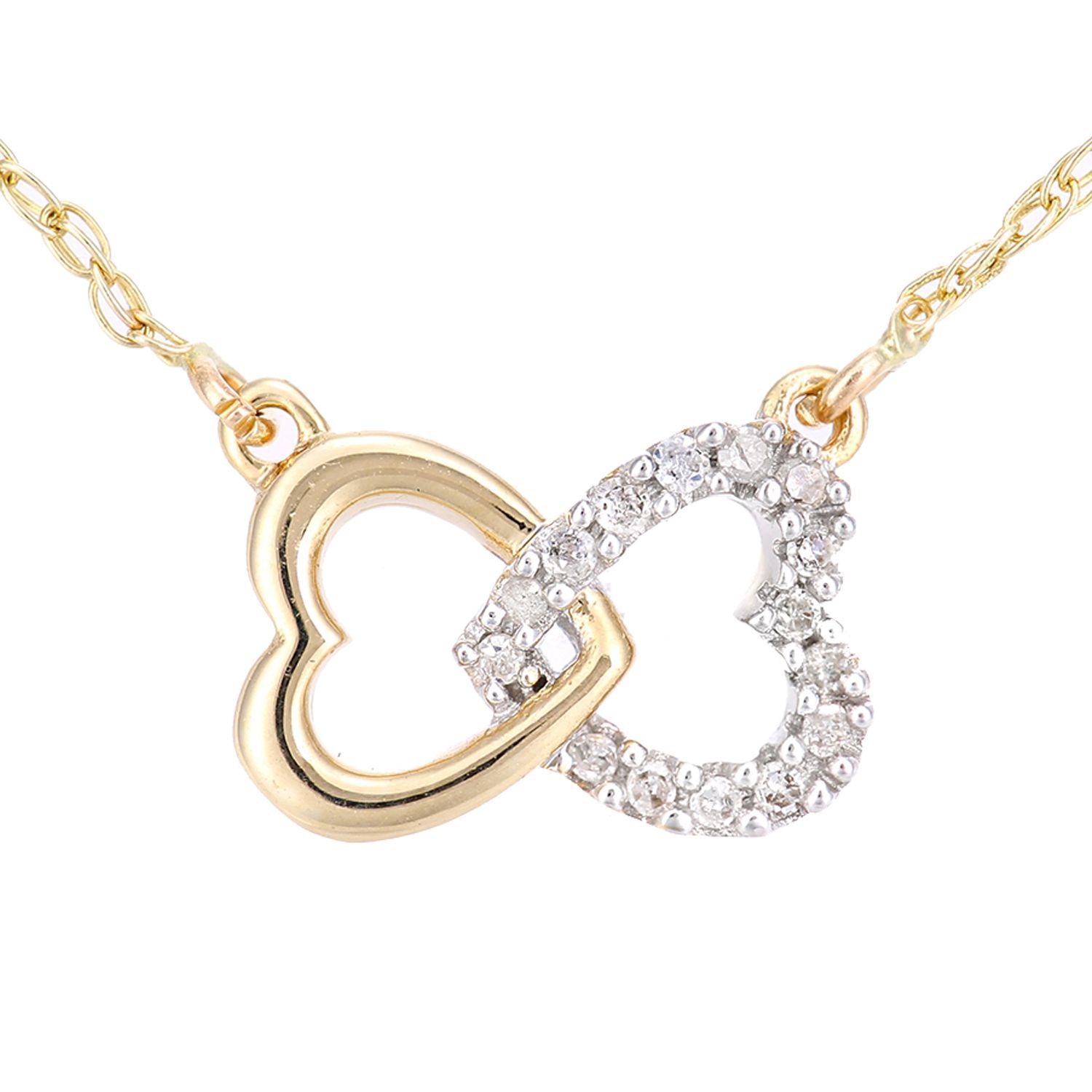 9ct Gold  Round 7pts Diamond Heart Infinity Charm Necklace 18 inch - PP0AXL5969Y