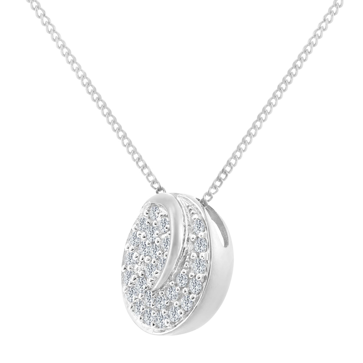 18ct White Gold  0.28ct Diamond Circle Pendant Necklace 18 inch - PP0AXL5978W18