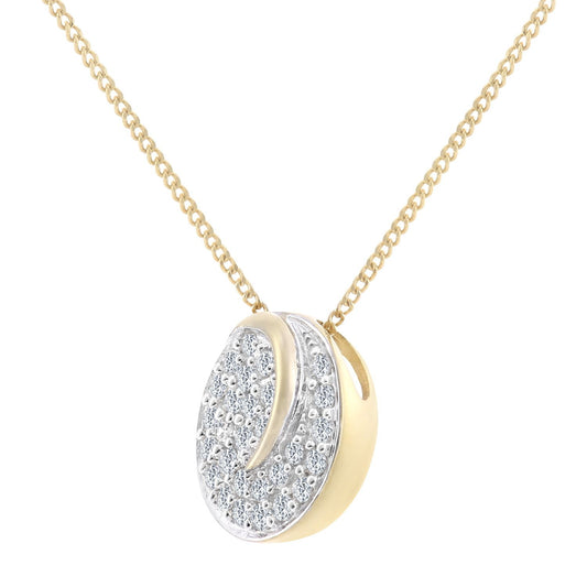 18ct Gold  Round 0.28ct Diamond Circle Pendant Necklace 18 inch - PP0AXL5978Y18