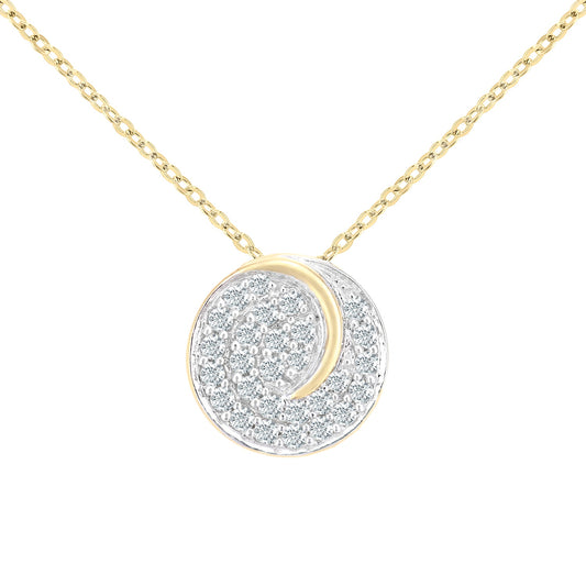 18ct Gold  Round 0.28ct Diamond Circle Pendant Necklace 18 inch - PP0AXL5978Y18