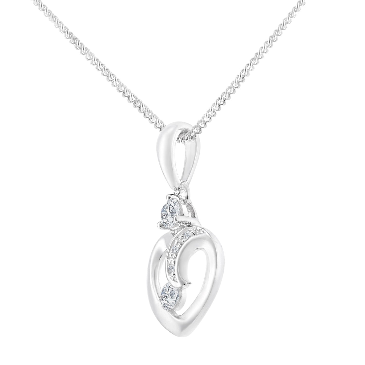 18ct White Gold  10pts Diamond 1pts Heart Pendant Necklace 18 inch - PP0AXL5984W18