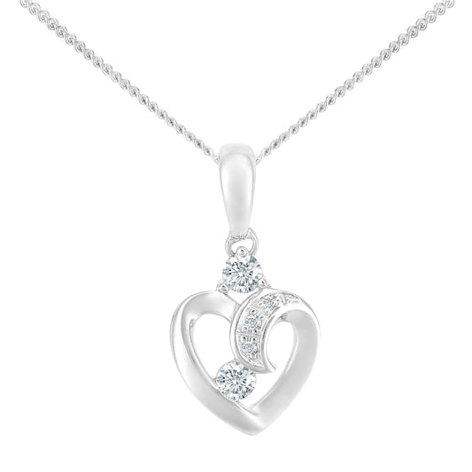 18ct White Gold  10pts Diamond 1pts Heart Pendant Necklace 18 inch - PP0AXL5984W18