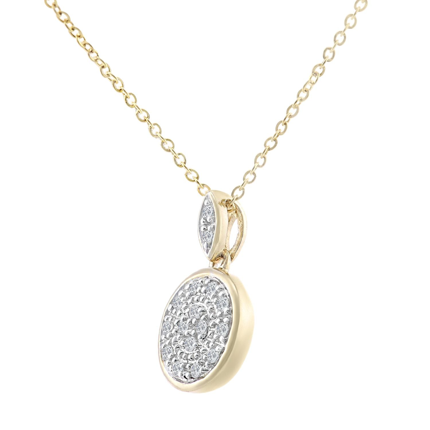 9ct Gold  Round 8pts Diamond Halo Pendant Necklace 18 inch - PP0AXL5986Y