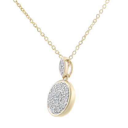 9ct Gold  Round 8pts Diamond Halo Pendant Necklace 18 inch - PP0AXL5986Y