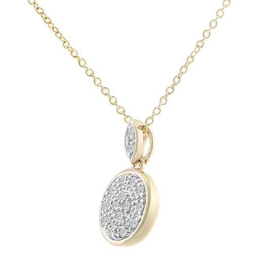 9ct Gold  Round 8pts Diamond Halo Pendant Necklace 18 inch - PP0AXL5986Y