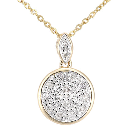 9ct Gold  Round 8pts Diamond Halo Pendant Necklace 18 inch - PP0AXL5986Y