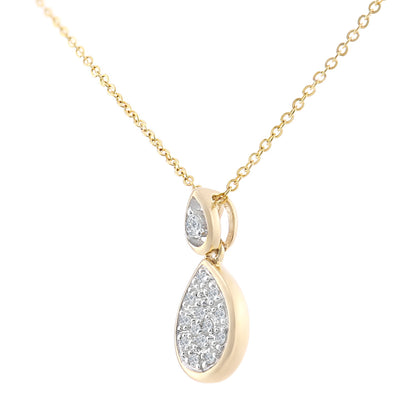 9ct Gold  Round 6pts Diamond Teardrop Pendant Necklace 18 inch - PP0AXL5987Y