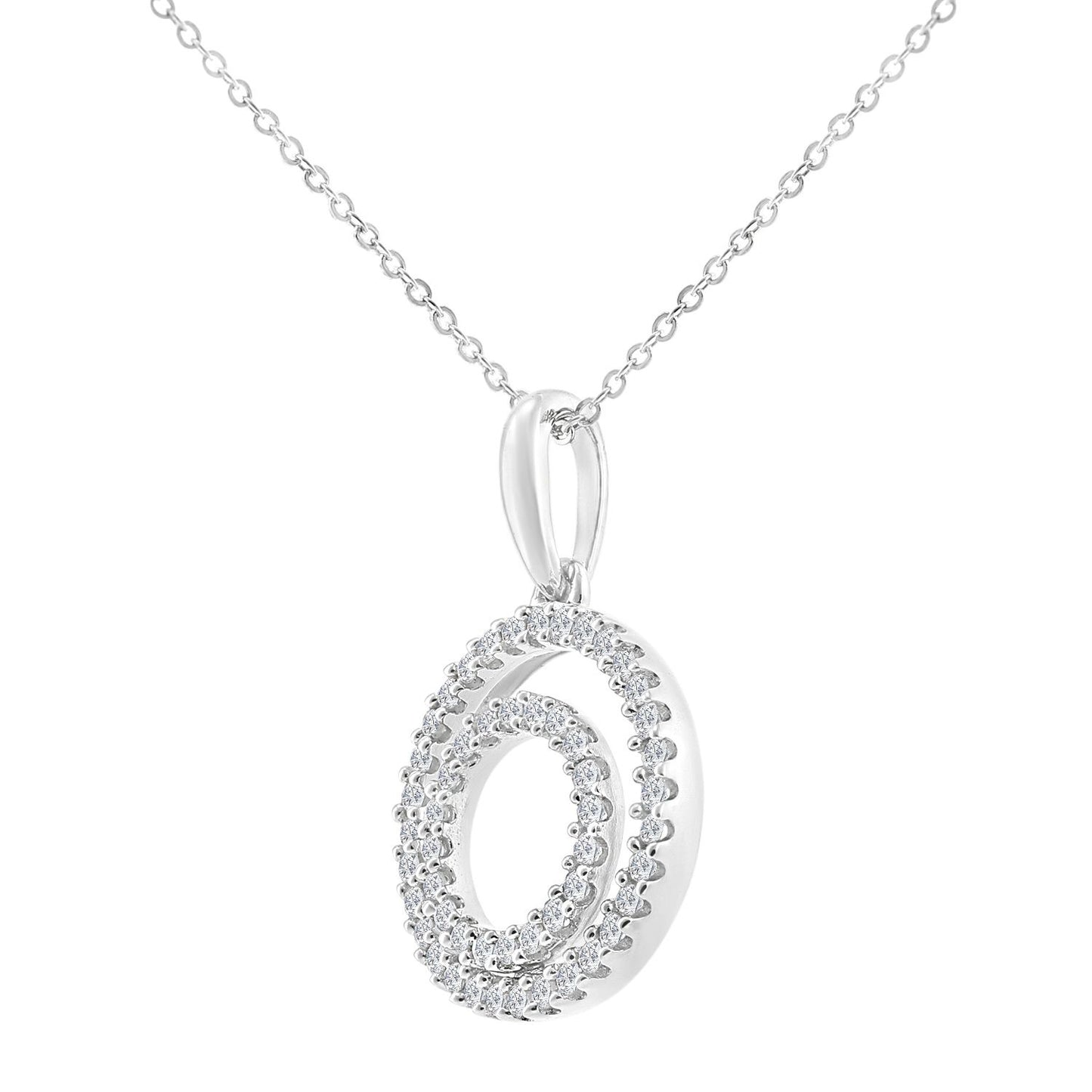 9ct White Gold  0.26ct Diamond Circle Pendant Necklace 18 inch - PP0AXL6004W