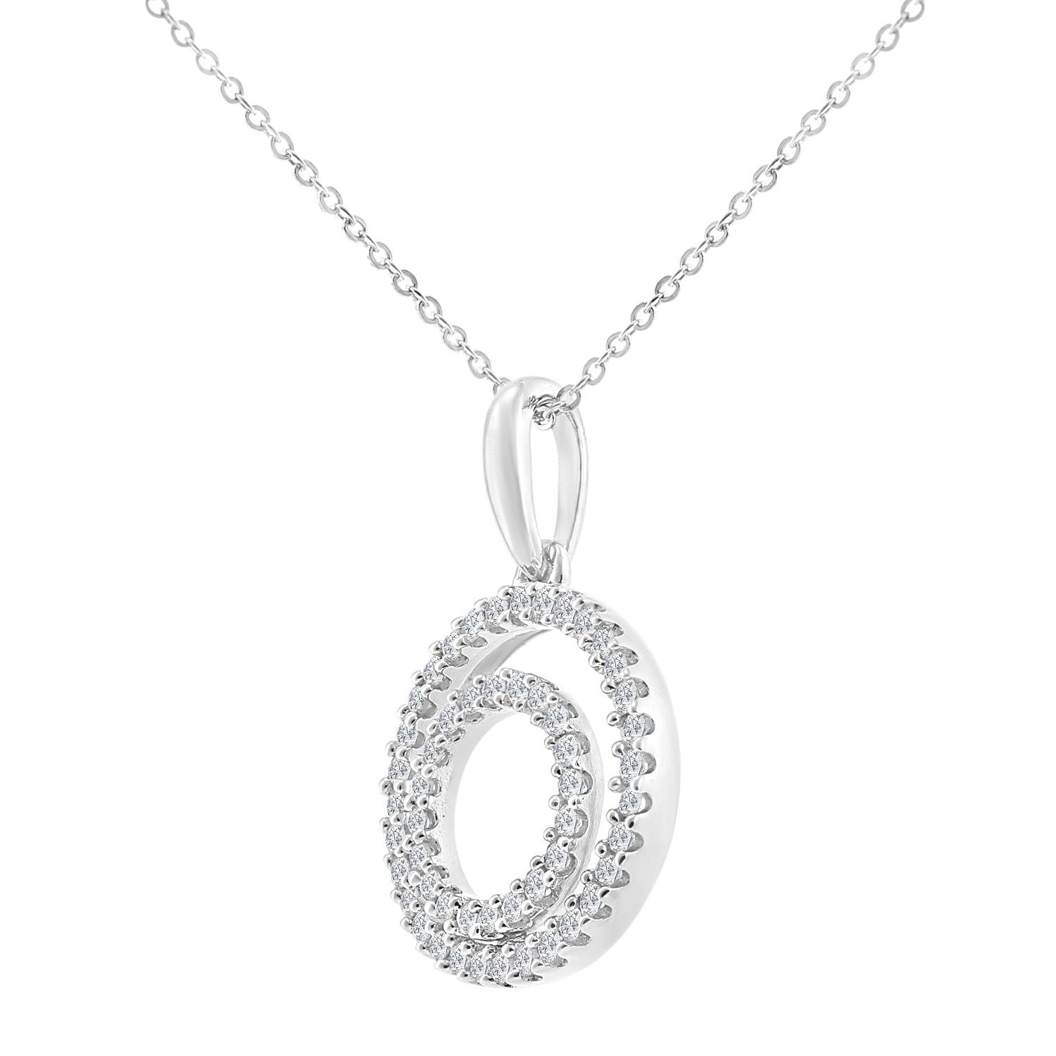 9ct White Gold  0.26ct Diamond Circle Pendant Necklace 18 inch - PP0AXL6004W
