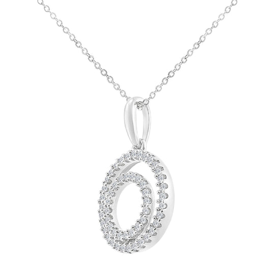 9ct White Gold  0.26ct Diamond Circle Pendant Necklace 18 inch - PP0AXL6004W